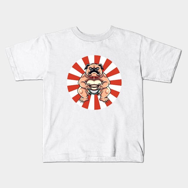 Sumo Dog ready to fight Kids T-Shirt by KENG 51